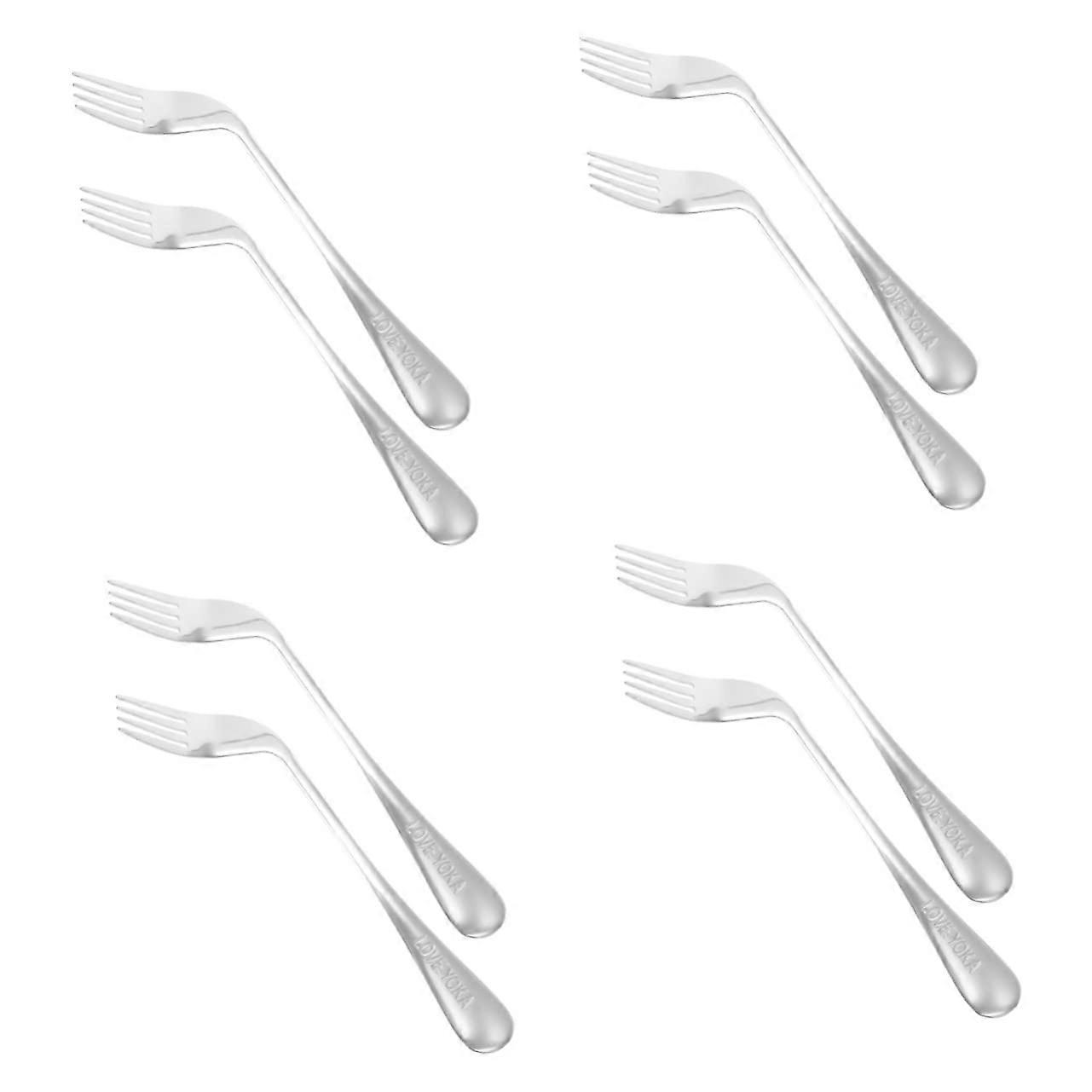 8-Piece Elderly Eating Utensils Set, Weighted Angled Forks for Seniors and Toddlers, Ergonomic Handheld Dining Tools