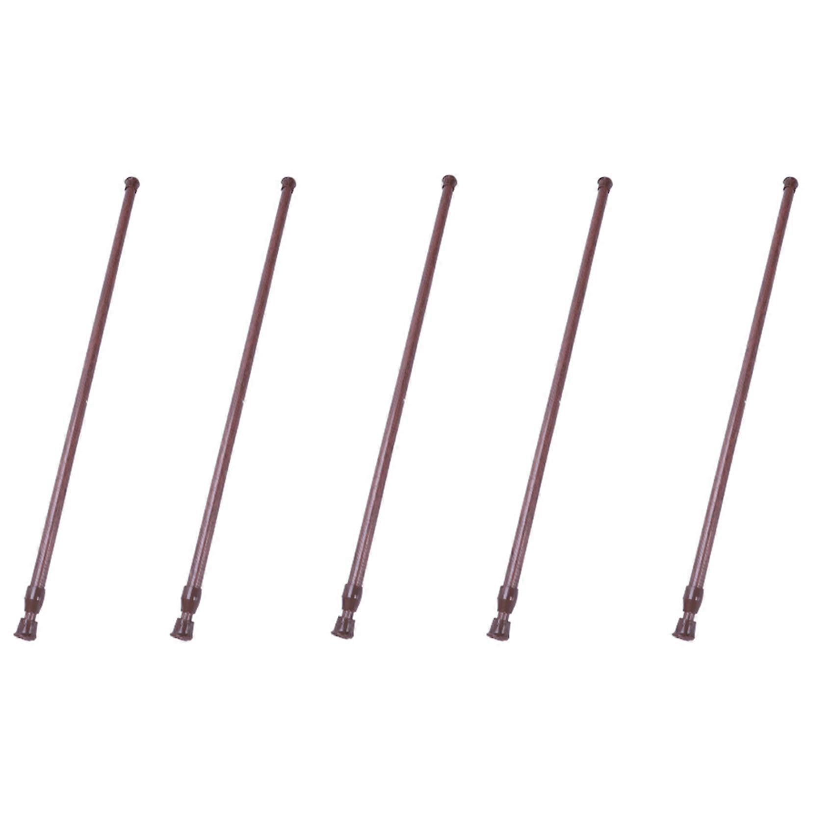 5X Extendable Telescopic Spring Loaded Net Voile Tension Curtain Rail Pole Rods,55-90cm,Wood Color