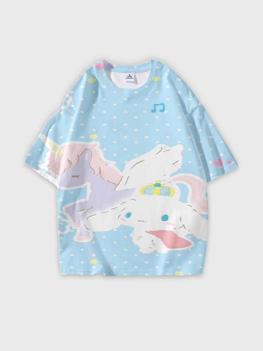 T-shirt round neck Cartoon Pattern loose short sleeve E2669