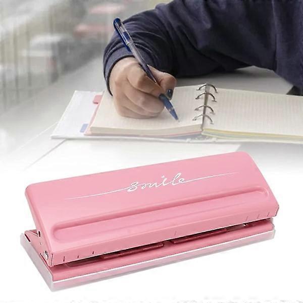 Perforatore a 6 fori, raccoglitore di carta portatile antiscivolo regolabile a 6 fori Planner Perforatore da tavolo, rosa