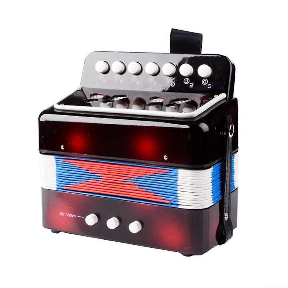 A childfriendly approach to music. The miniature accordion features seven practical keys designed for easy playing.