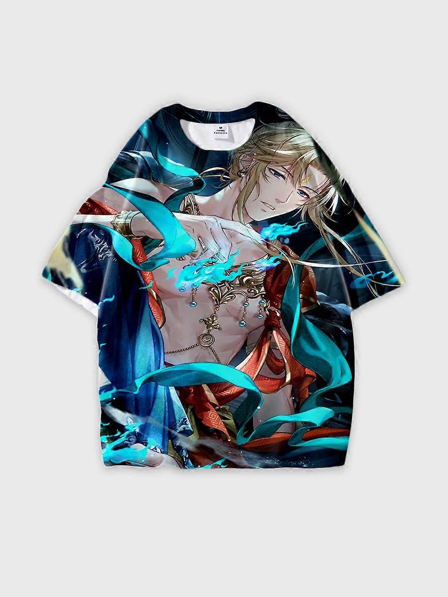 T-shirt round neck Role Pattern loose short sleeve E2175