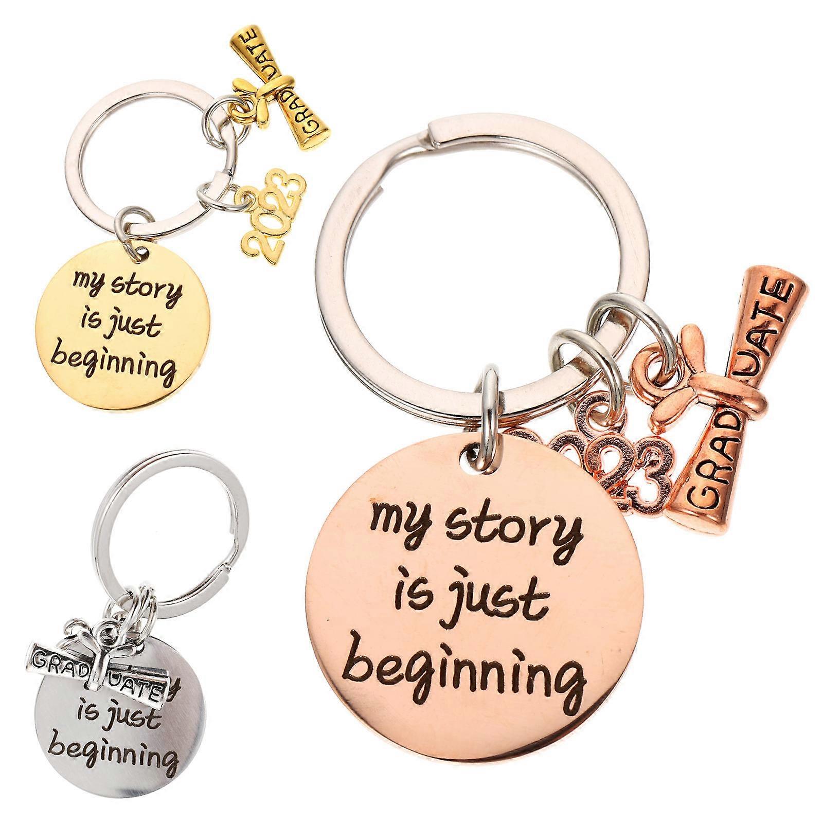 Graduation Keychain Gift in Assorted Colors Stainless Steel 3Pcs Practical and Durable for