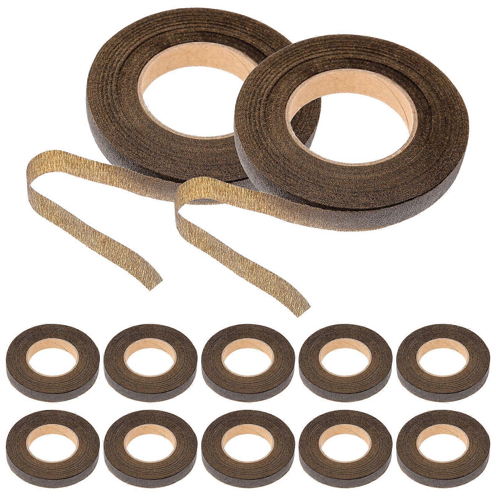 Flower Wrapping Tapes 12 Rolls For Floral Arrangement Light Brown Flexible Water Jet Cleaning