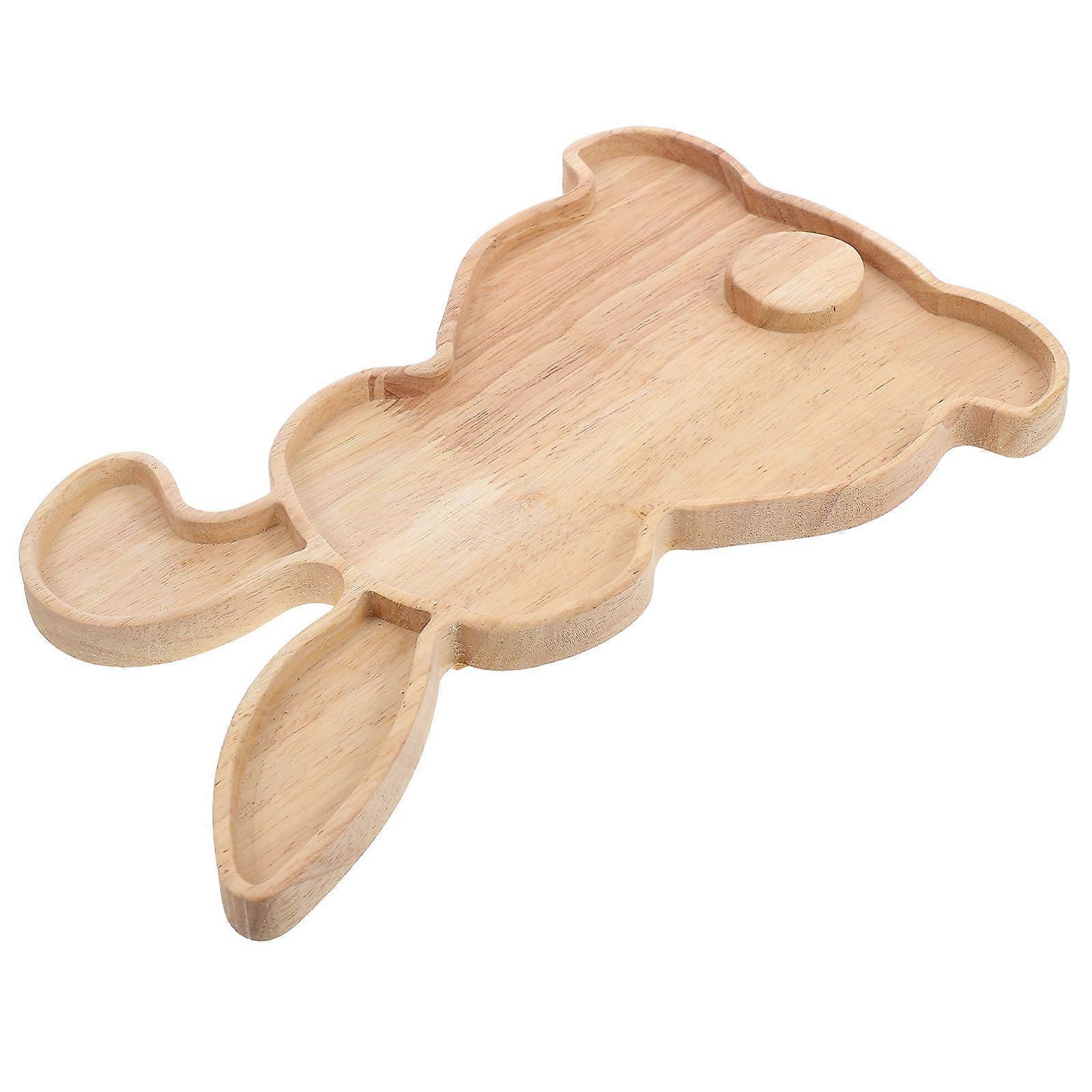 Easter Wooden Rabbit Plate Cute Wooden Tray for Snacks Fruits Parties Holidays Dinners