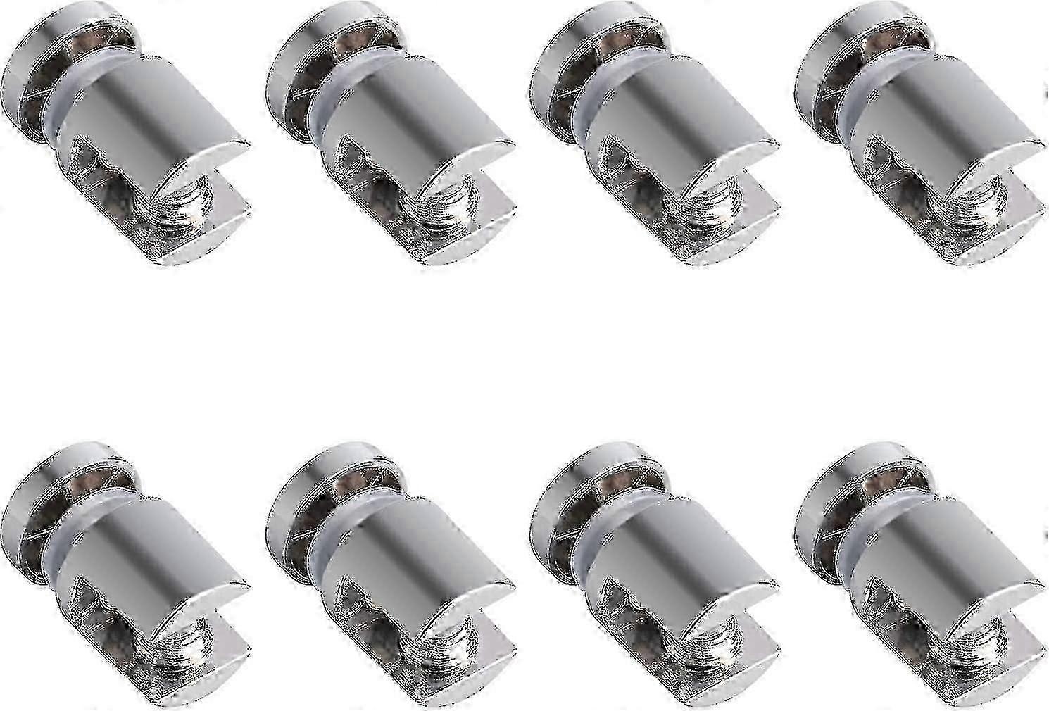 8 قطع قابل للتعديل زجاج الجرف المشبك بين قوسين ، مشابك أسطوانية من سبائك الزنك مطلية بالكروم للتركيب من جانب واحد ، خزانة وحامل حائط يدعم الطريق السريع