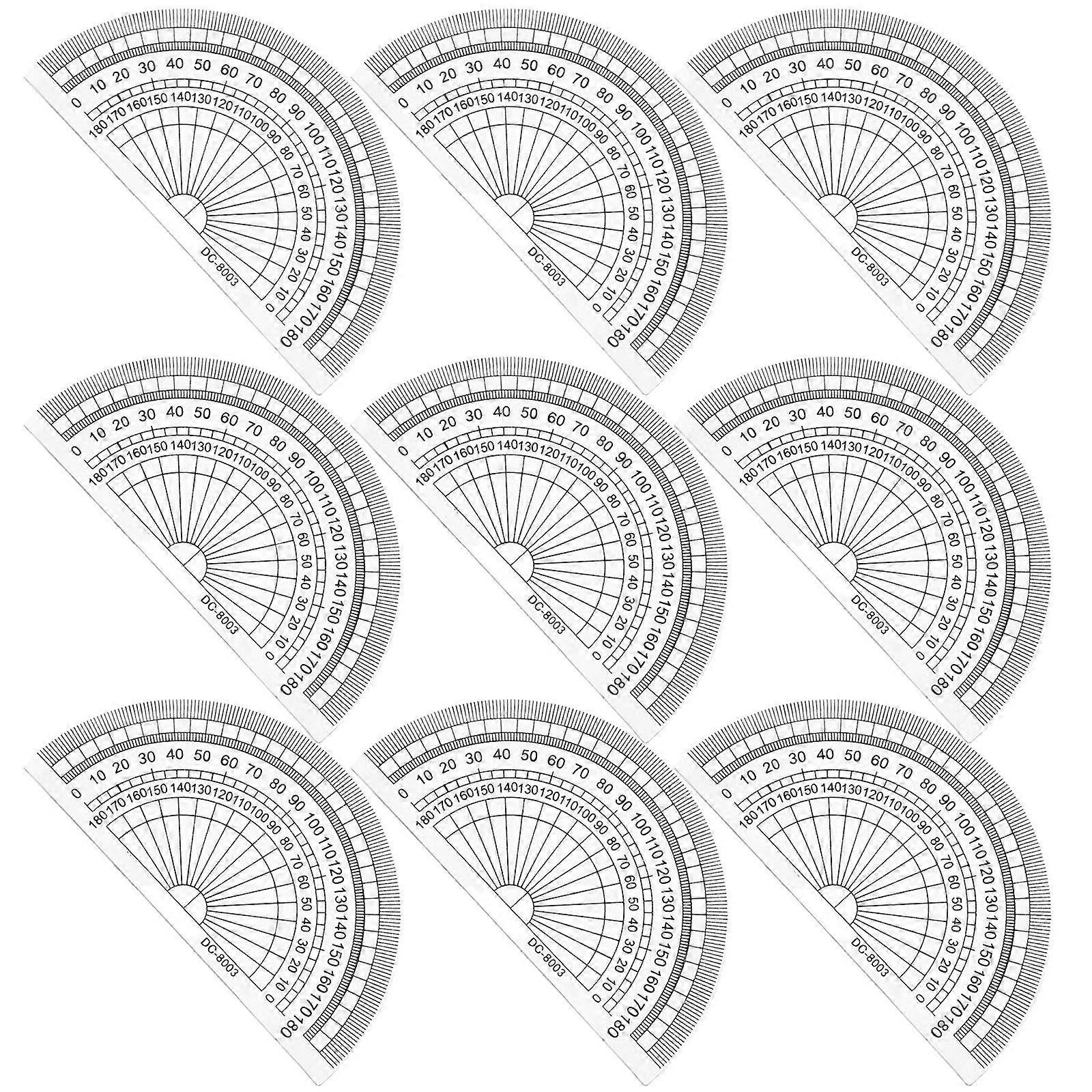 10pcs Clear Plastic Protractor for Degrees Angle Measurement for Students School Office Supply