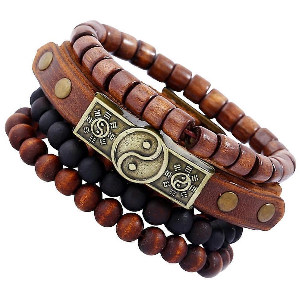 Bohemian Bracelet Sets 4Pcs Lightweight And Durable Wooden Bead Bracelets Ideal For Cycling And Running Activities