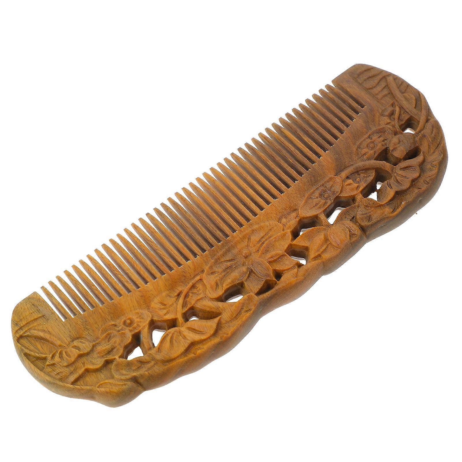 Double-Sided Carved Pattern Wooden Hair Comb Relieve Tension For Men And Women Comfortable Grip 1PC