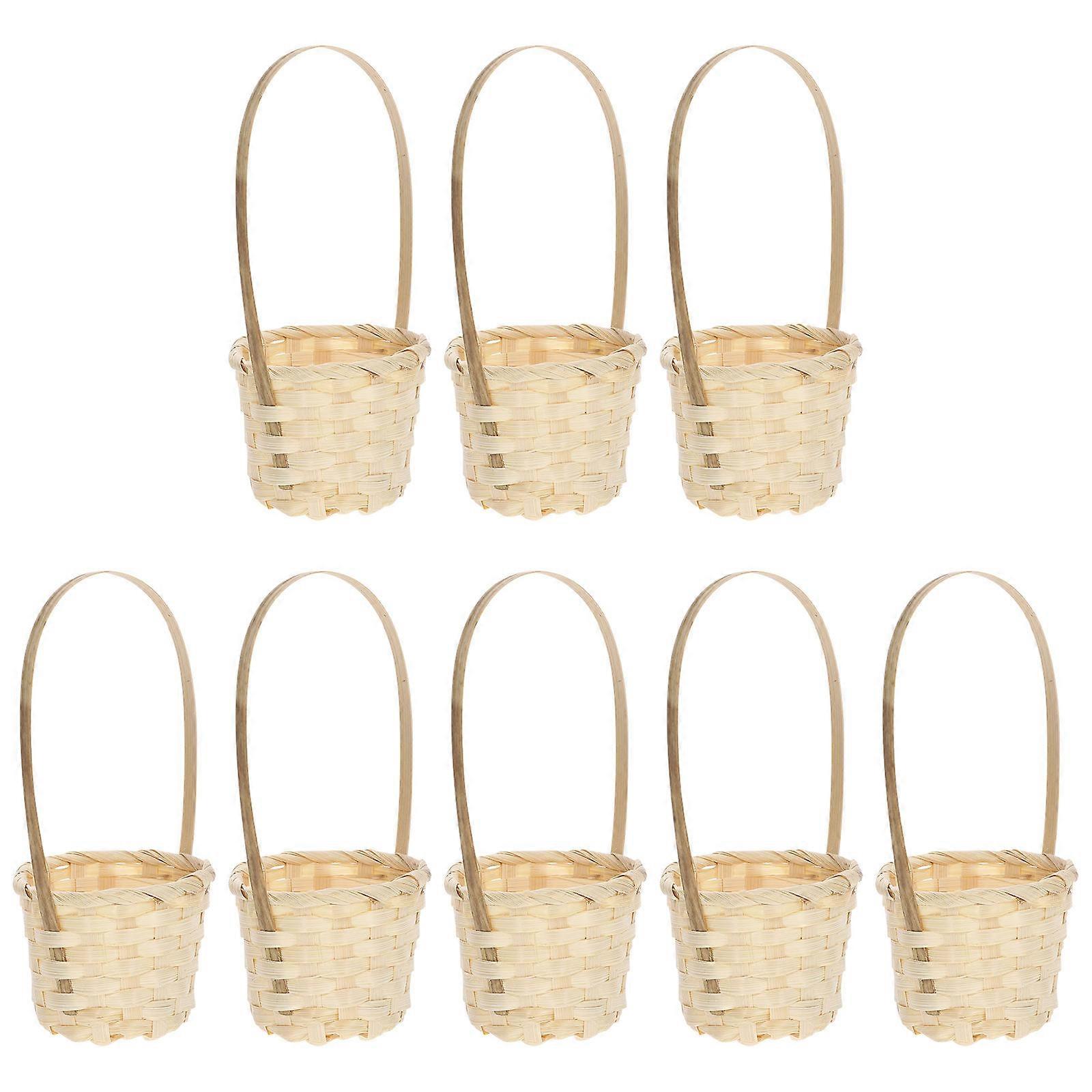 8pcs Khaki Synthetic Handheld Storage Baskets for Home with Design and Natural Style Fits