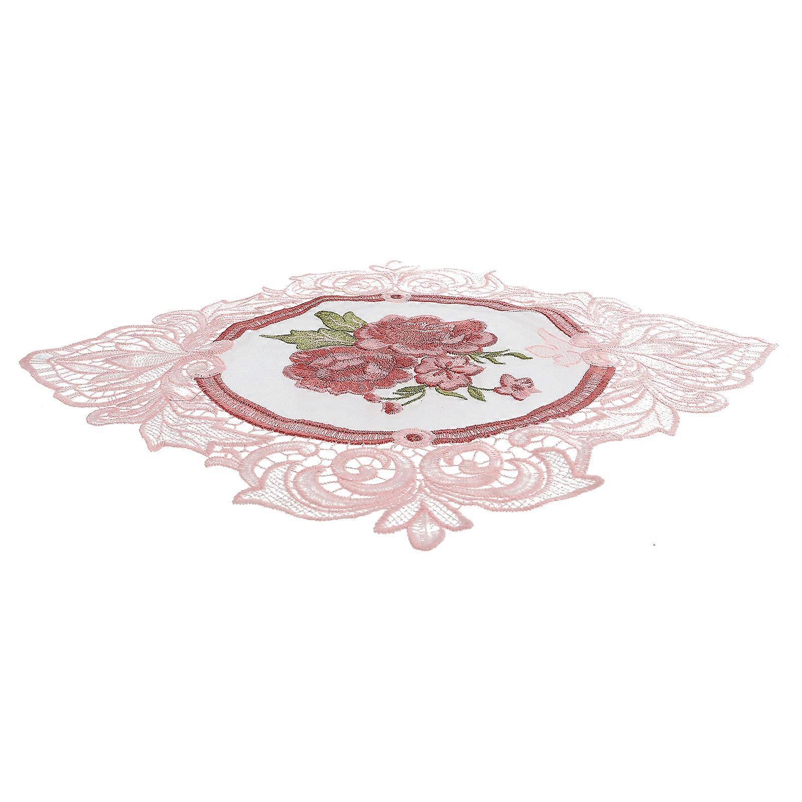Decorative Lace Cup Mat For Dining Room Use In Stunning Pink Hue Featuring Retro Style 1Pack