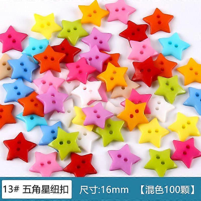 100pcs Star Buttons: Star Shaped Buttons For Diy Crafts - Sewing Decorative Fastener - Scrapbook Embellishments - With Two Holes For Art Projects And