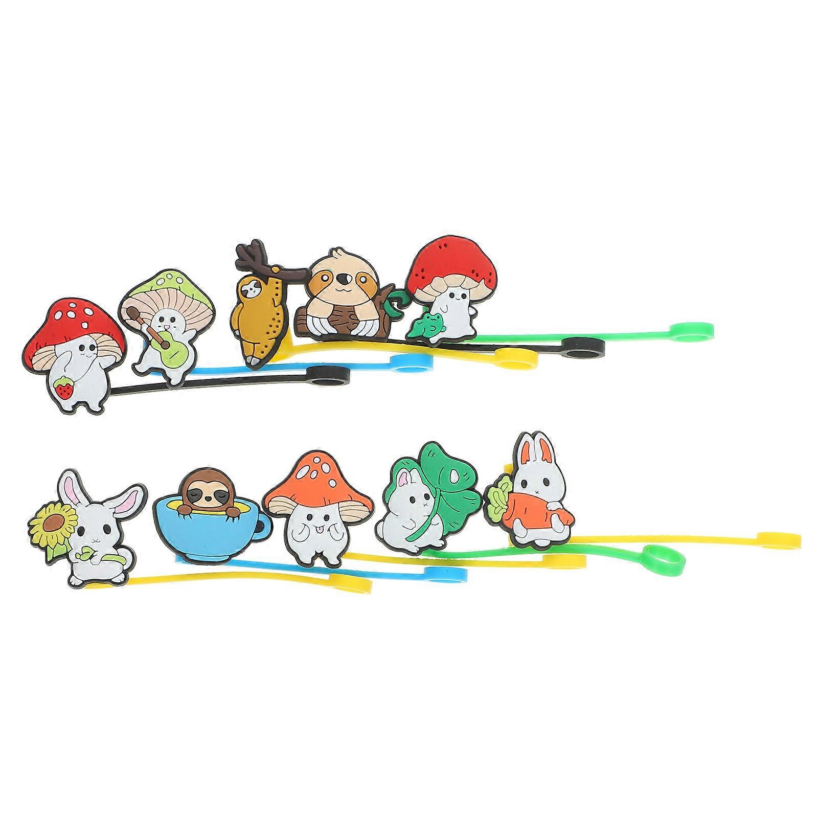 Cartoon Straw Covers 10Pcs Protective Tip Covers For Style And Cafe Style Celebrations Assorted Color Dust Protection