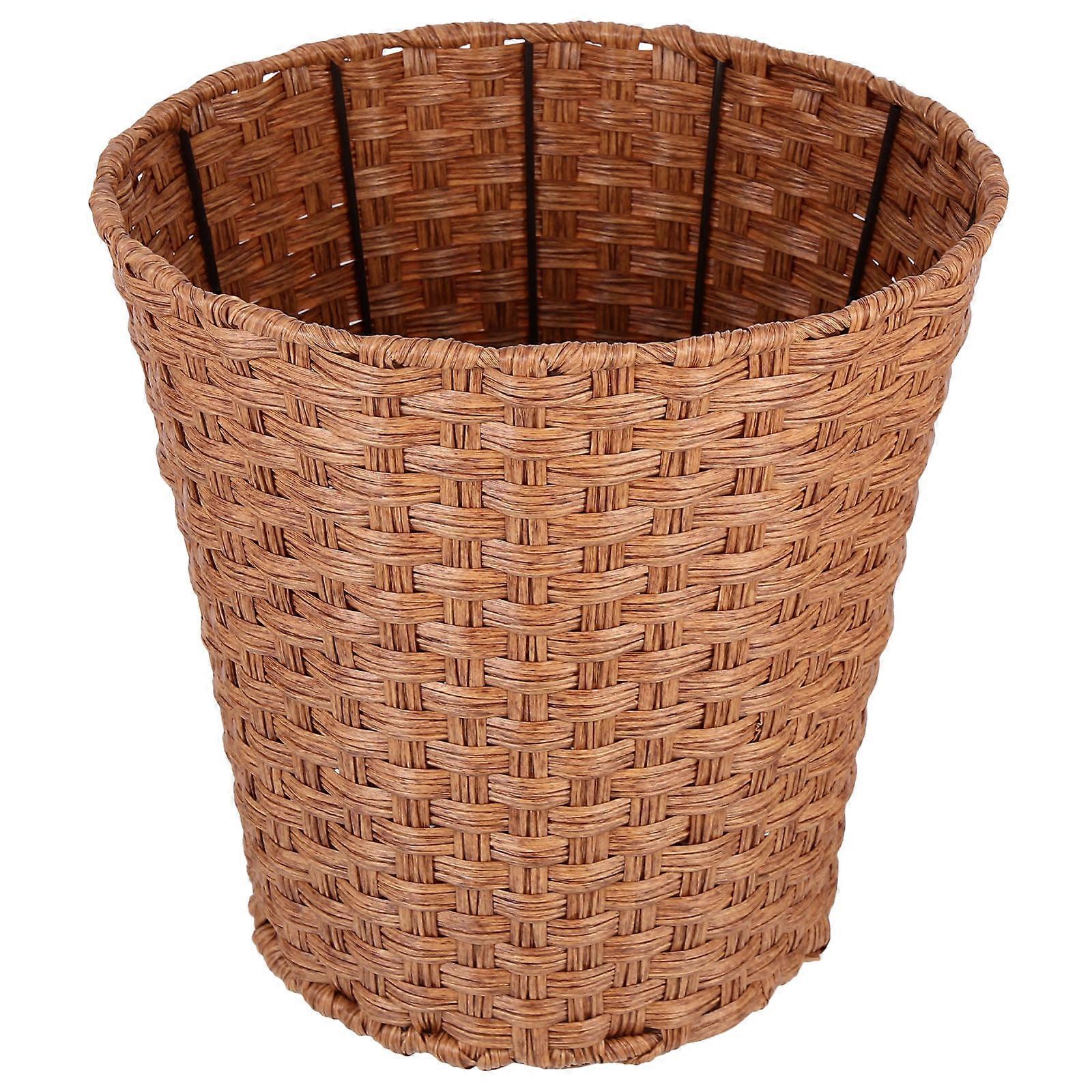Light Brown Woven Basket for Home Storage and Organization with Large Capacity PP and Iron, Size 18.5 x 13.4 x 10.2 inches