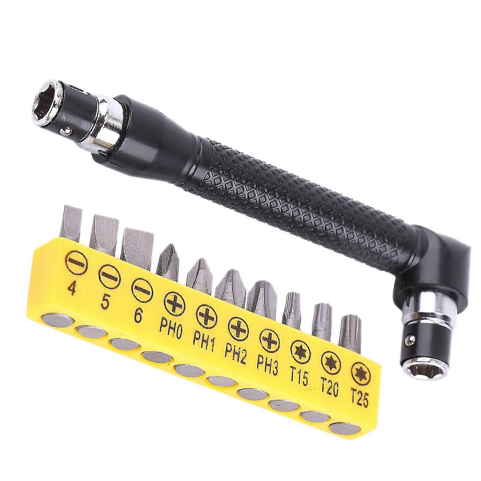 L Shape 1/4 Inch Hex Socket Wrench Double Head with Various Screwdriver Bits Hand Tool