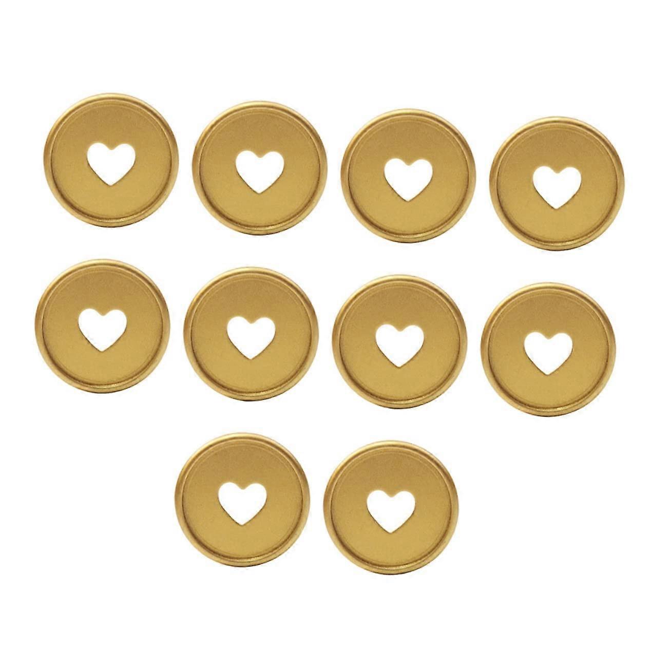 Pack of 10 Heart Binding Buckles Paper Clips Fasteners for Planner Binder Discs ABS Golden