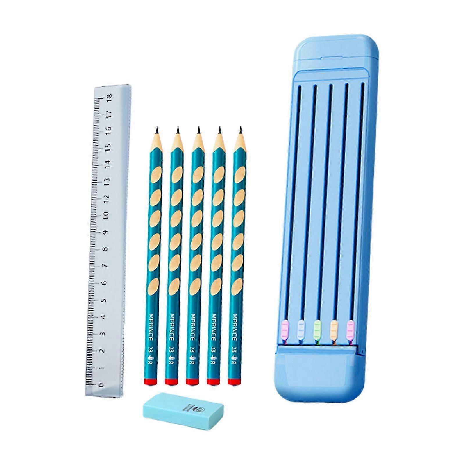 Multi-functional Pen Case Set with HB Pencils Eraser Ruler Kids Stationery Gift