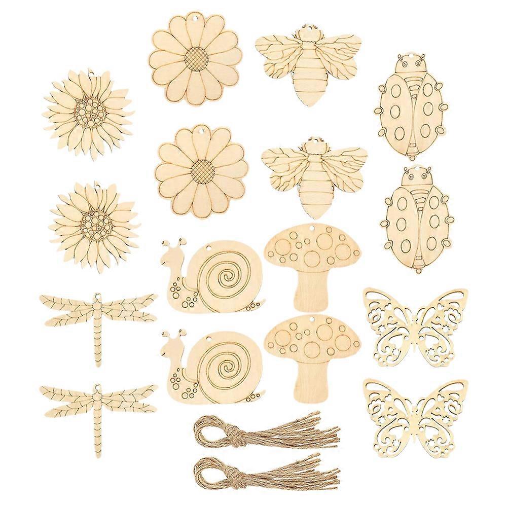 Unfinished Wood Cutouts for Decoration in Khaki Color with Smooth Edges and Various Shapes 80 Pieces