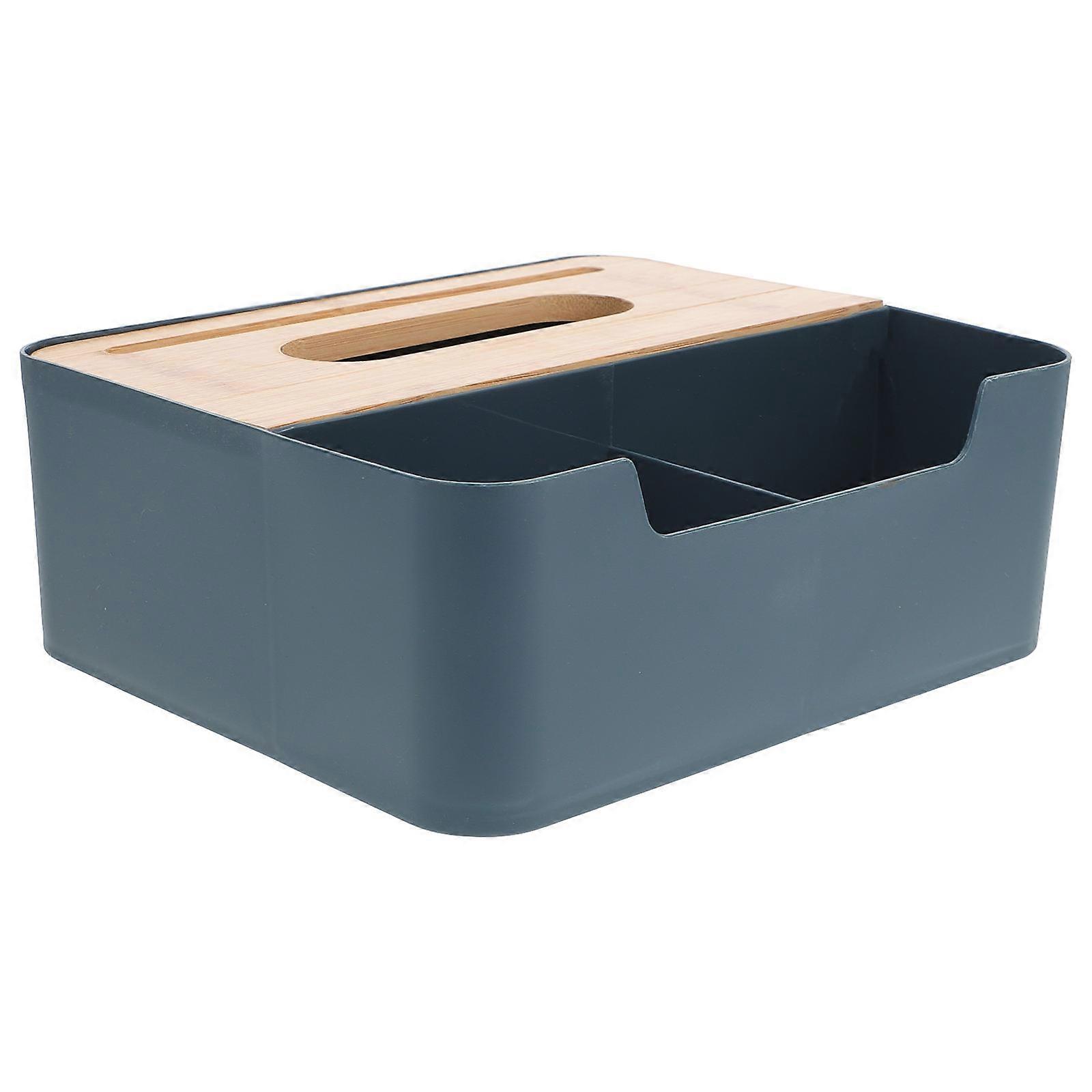Tissue Dispenser Desktop Organizer For Household Users In Blue With Napkin Storage 1 Pcs