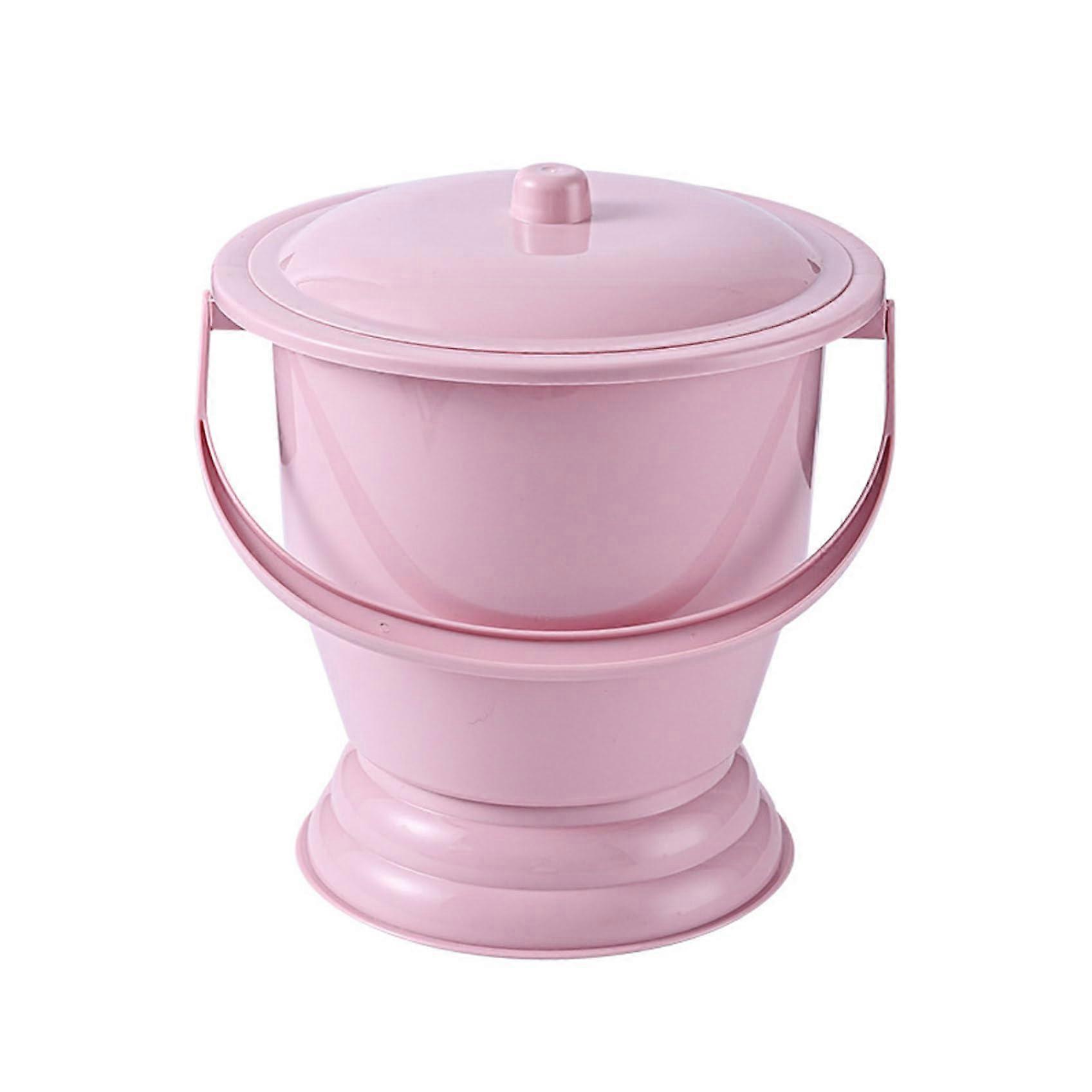 Chamber Pot with Lid and Handle, Non-Slip PP Urinal Bottle, Washable Portable Toilet for Adults and Children, Removable Base