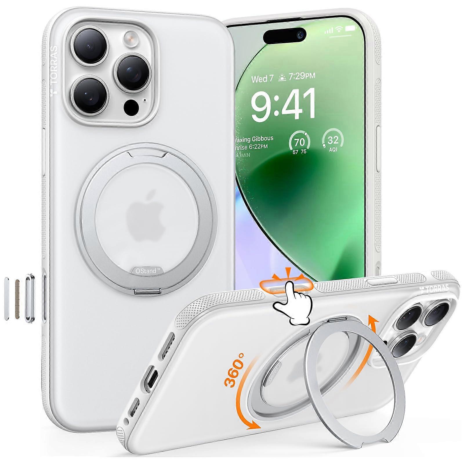iPhone 16 Pro Max Case With 360 Degree Stand, Camera Control Button, Hybrid PC/TPU Protection, Military Grade Protection