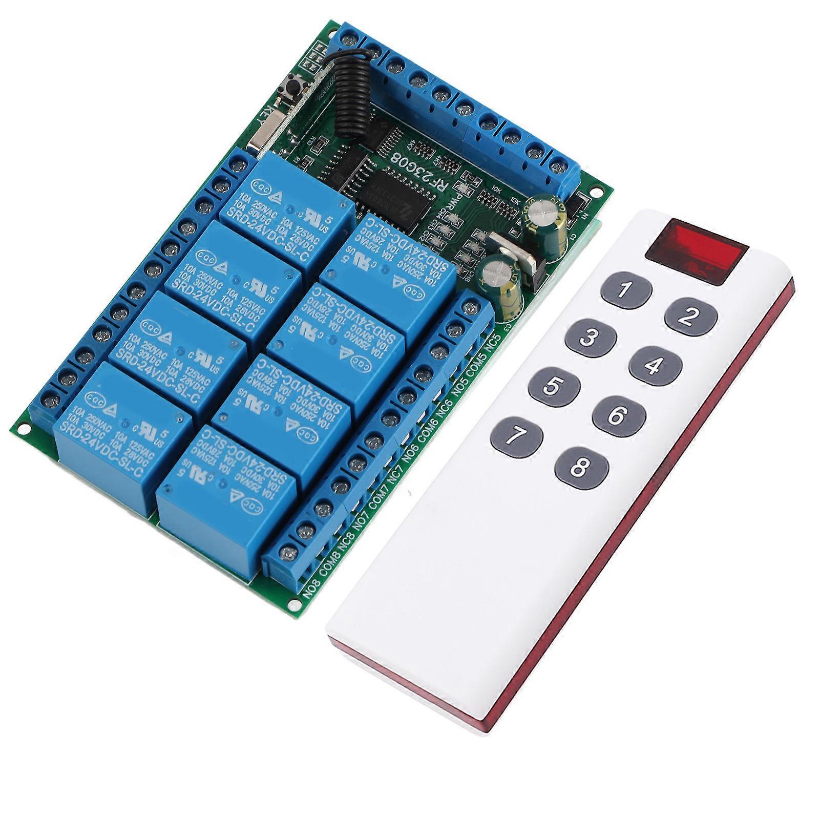 Remote Control Module 8 Channels 433.92MHz Multifunctional 100m Fixed Encoding Remote Control 24V 