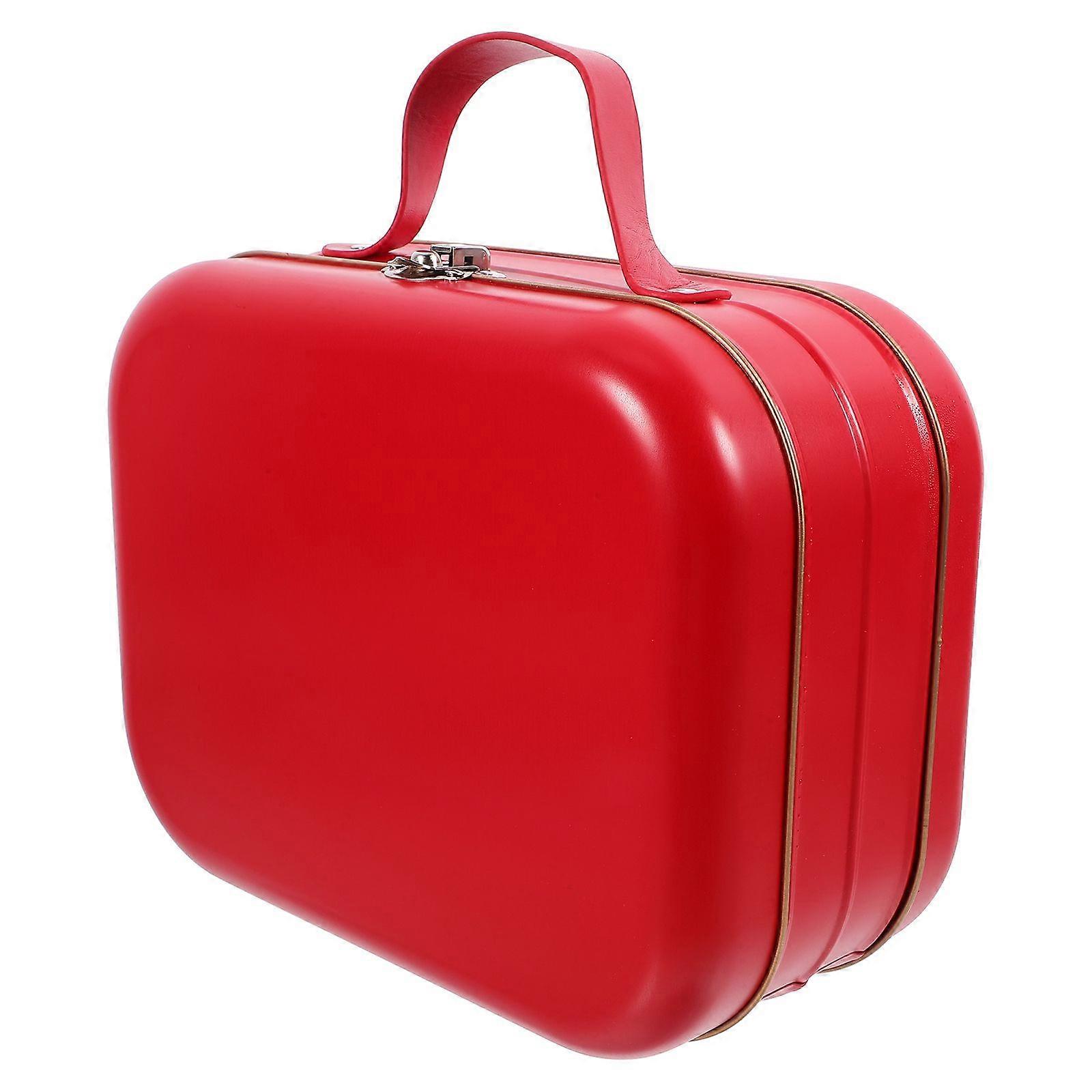 Portable Tinplate Box With Handle Suitcase Shape Candy Box Tin Packing Case Jewelry Container Multi-use Storage Case Handle Trinket Box