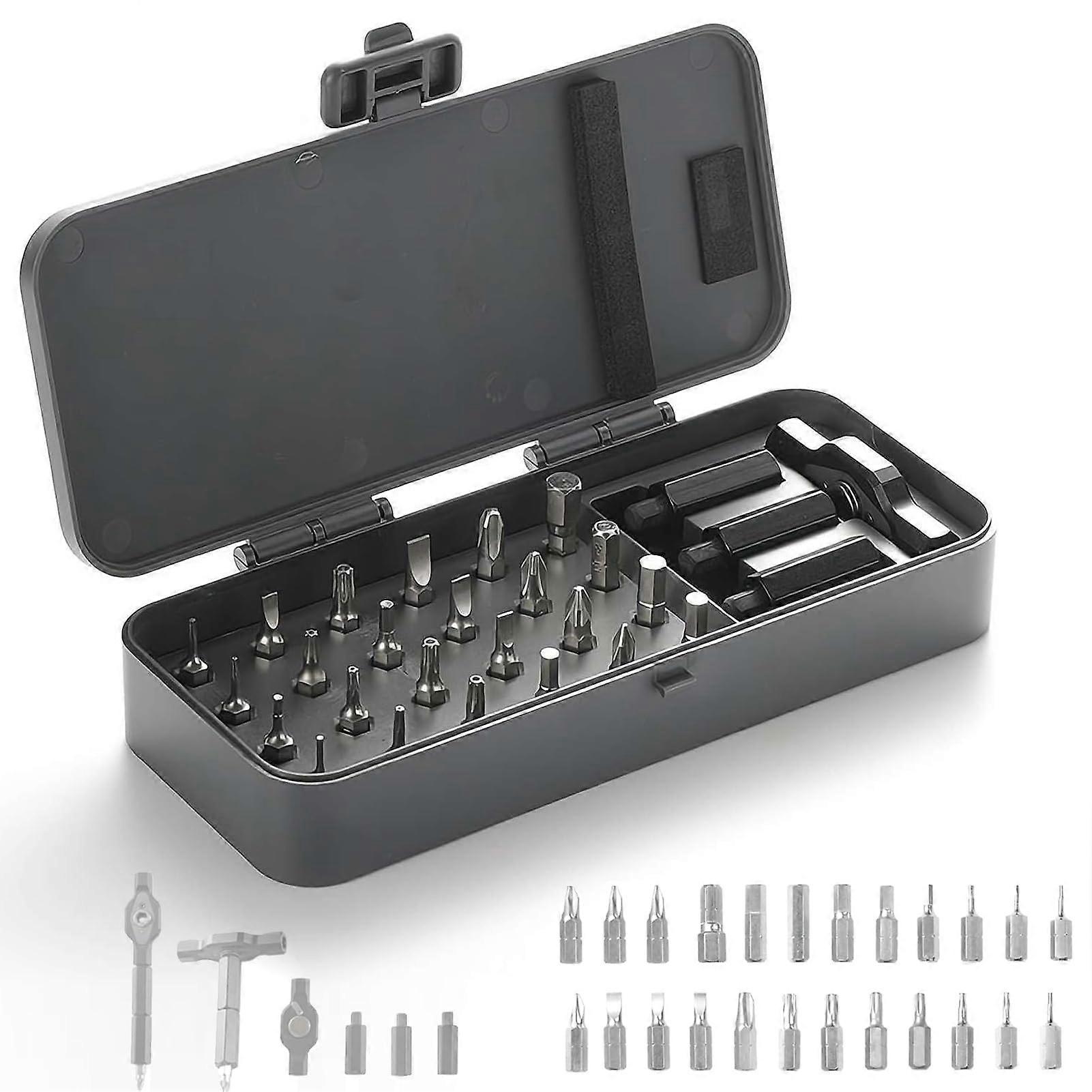 24 in 1 Screwdriver Set, Ratchet Screwdriver Magnetic Screwdriver Set Ratchet Wrench S2 Magnetic Bits, Detachable T Handle