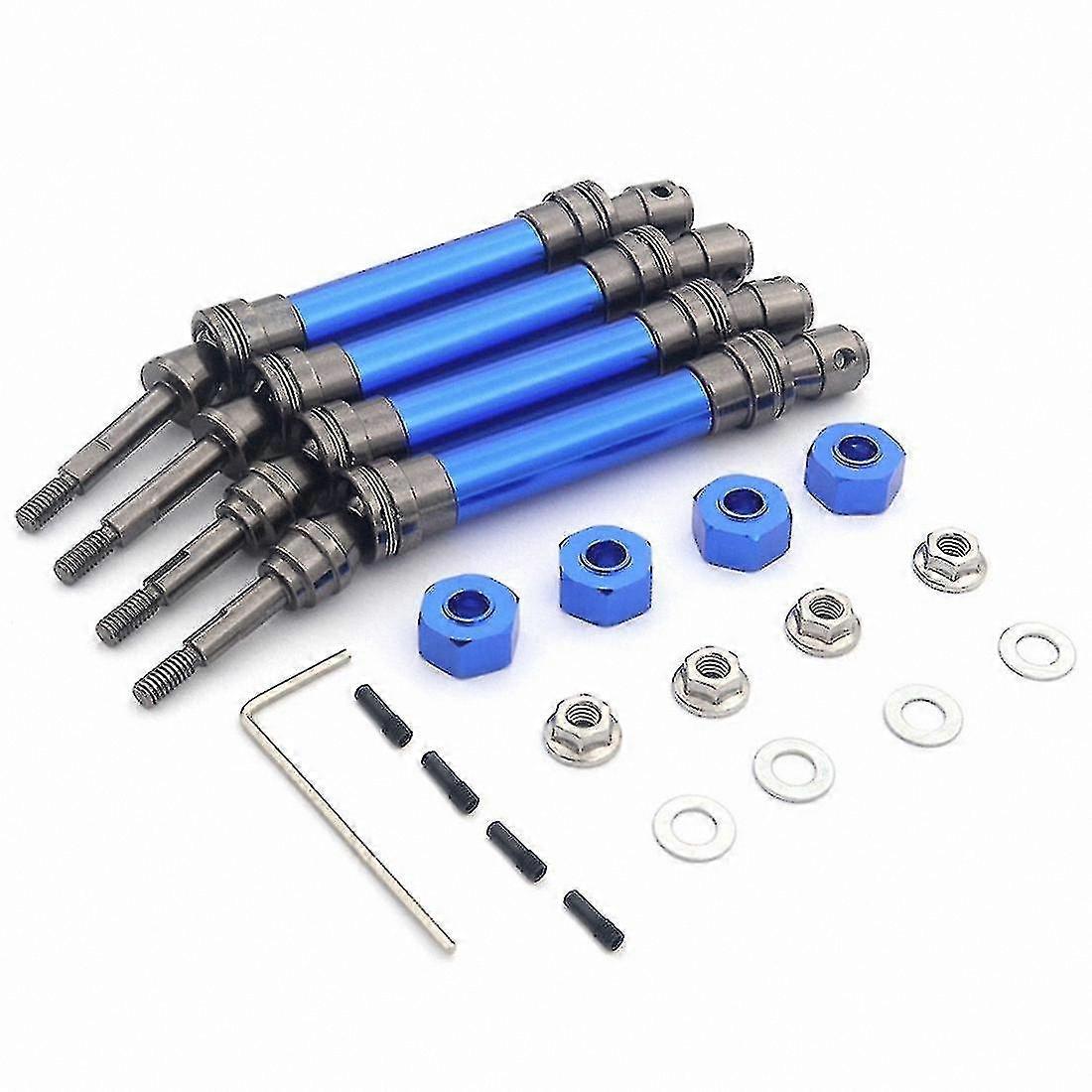 4pcs Metal Drive Shaft CVD Upgrade for 1/10 RC Cars - Front & Rear Components, Blue