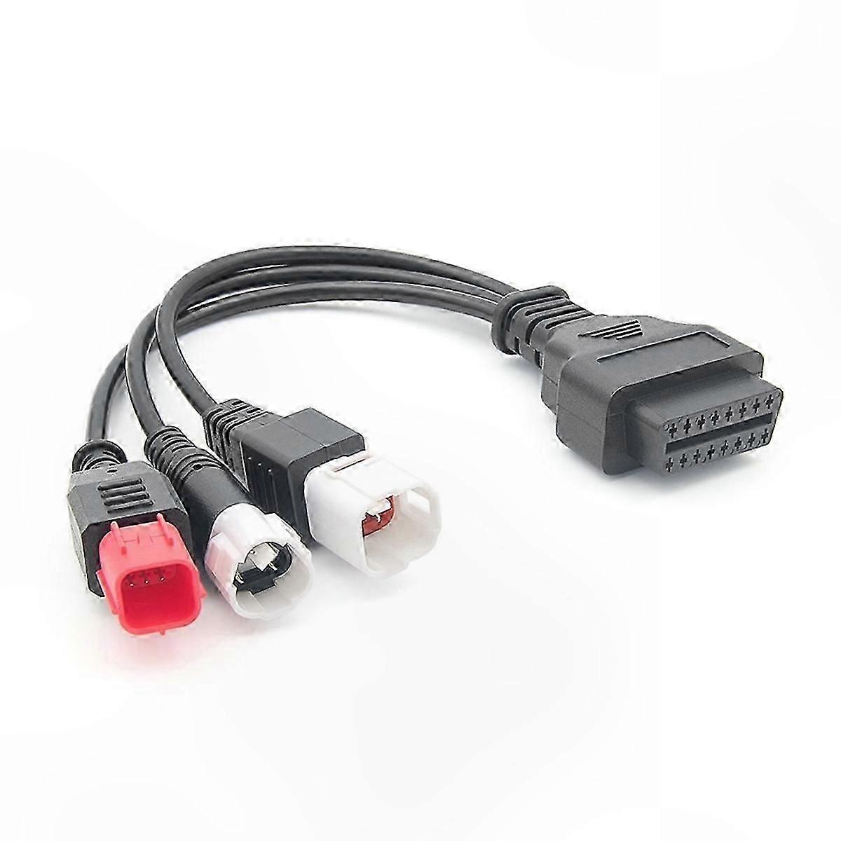 3-in-1 OBD2 Diagnostic Adapter for Euro5 Motorcycles with 16-Pin to 3-Pin, 4-Pin, 6-Pin Connection Options