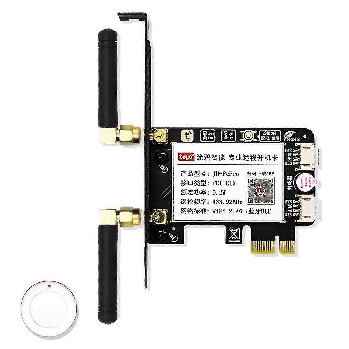 Tuya PCI Card for Computer Power Reset with RF Remote Wireless Control for Home, Small Baffle