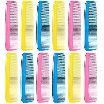 Ensemble de peignes à cheveux colorés de 12 pièces pour enfants, femmes, hommes - rose, jaune, bleu peignes de pansement fins en plastique