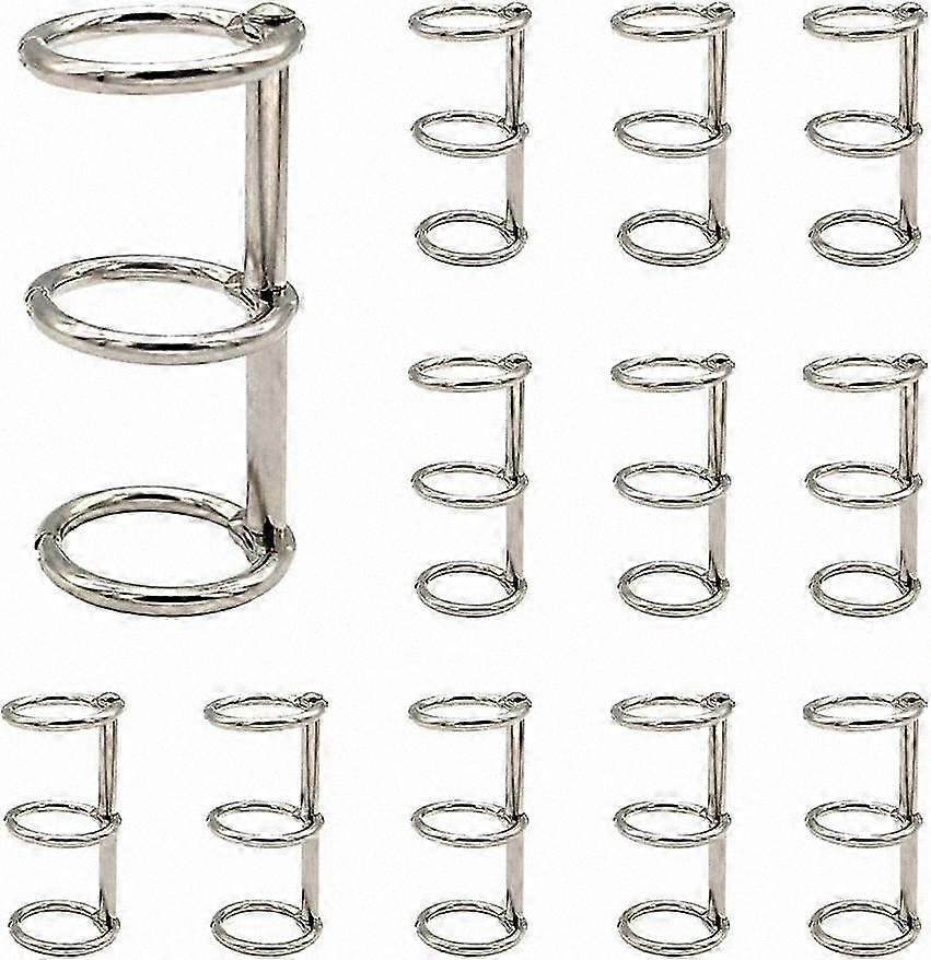 Silver Metal Book Rings, 12-Pack Hinged Split Rings for 3-Hole Binders