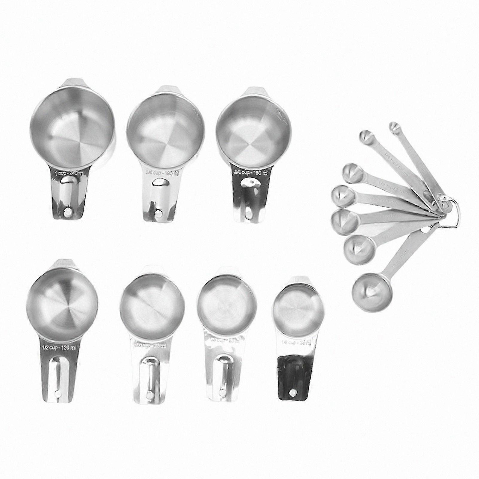 14-Piece Stackable Measuring Spoon Set for Dry and Liquid Ingredients Stainless Steel Kitchen Tools Multifunctional Nested Design