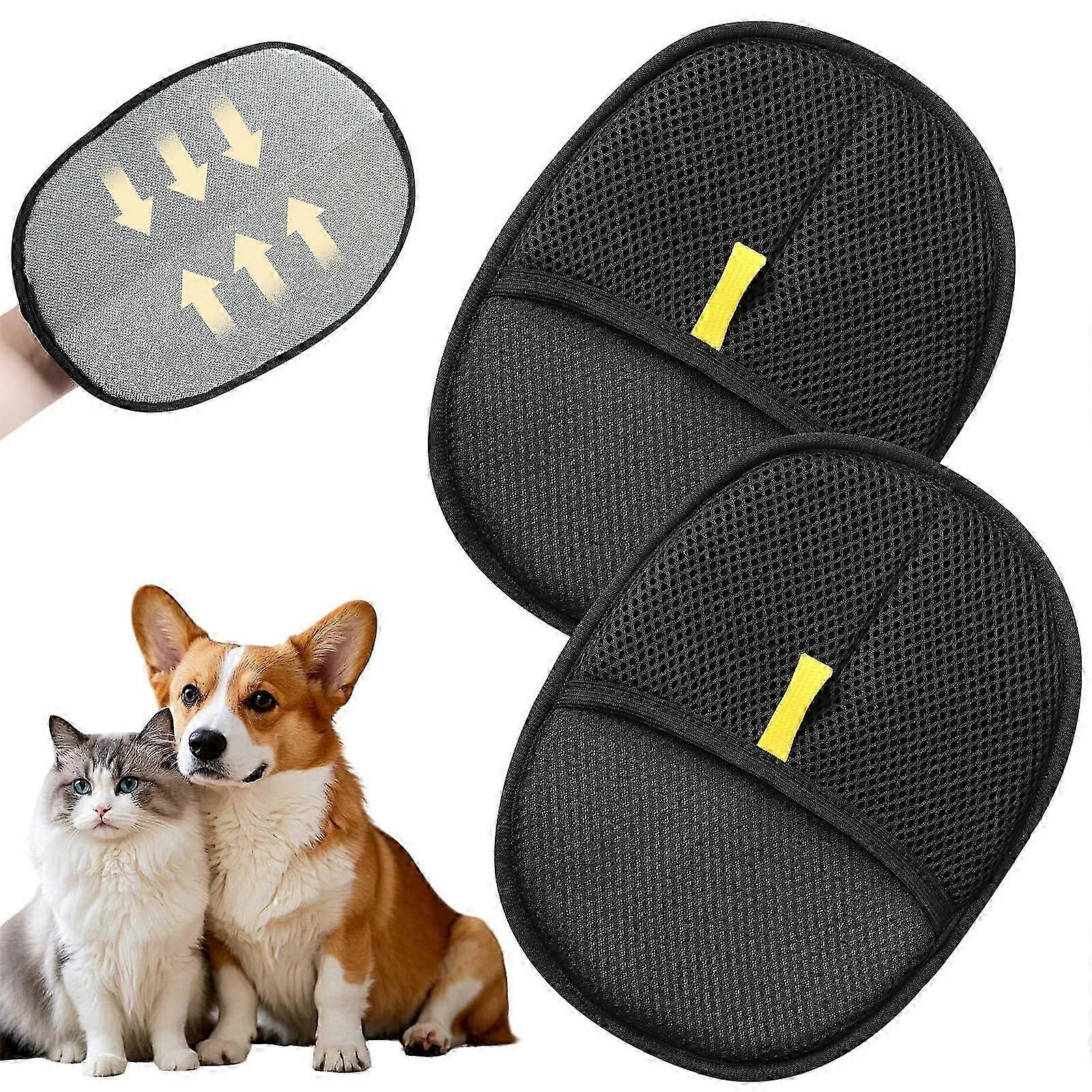 Electrostatic Pet Hair Removal Gloves for Dog & Cat, Reusable Double Sided Pet Grooming Gloves for Carpet Clothing Furniture