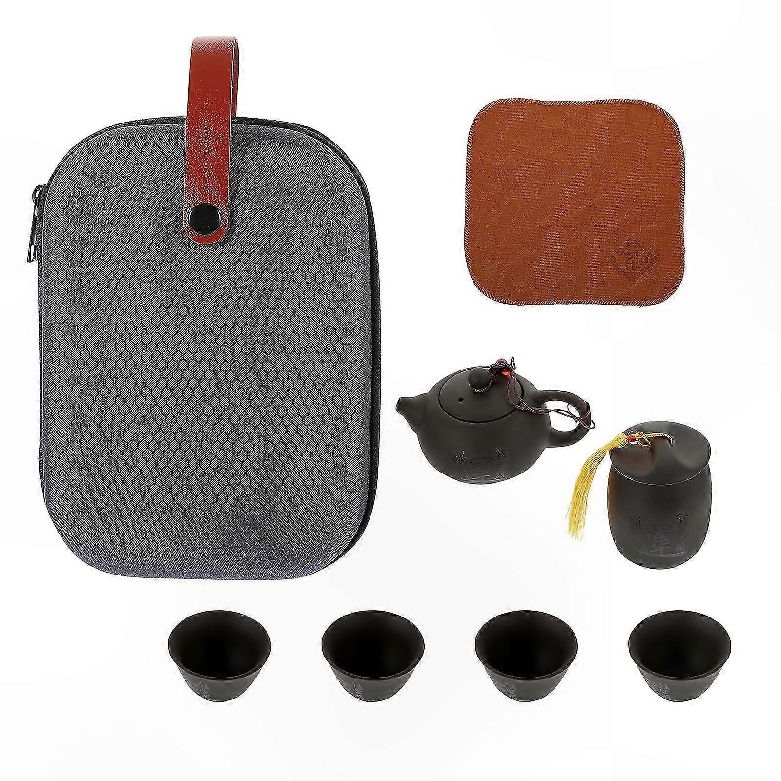Traditional Asian Ceramic Tea Set with Side Handle for Kung Fu Brewing