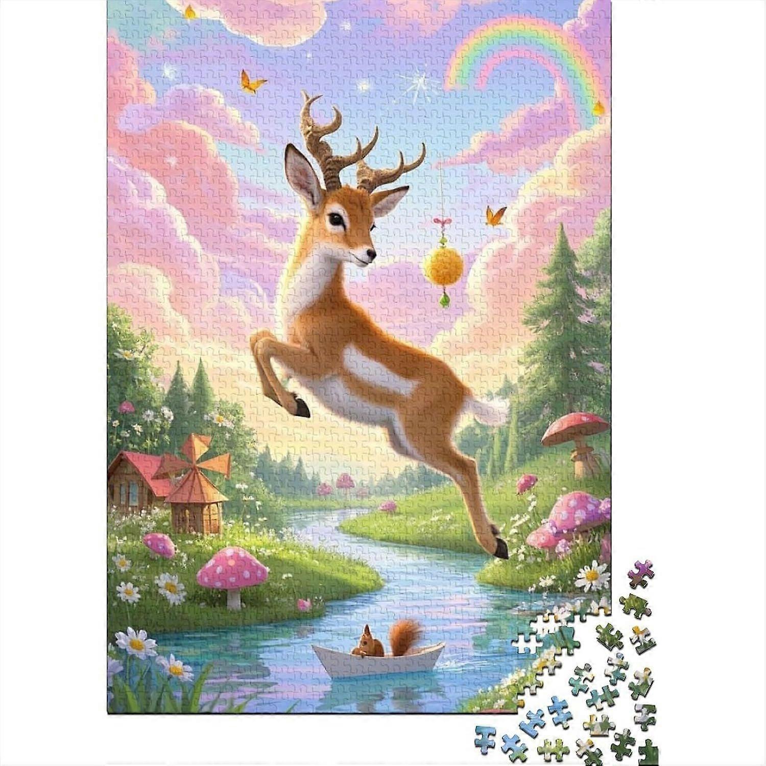 Jigsaw Puzzle 1000/500/300 Piece Antelope's Leap Forward, for Adults Impossible Challenging Puzzle PTPT 2863