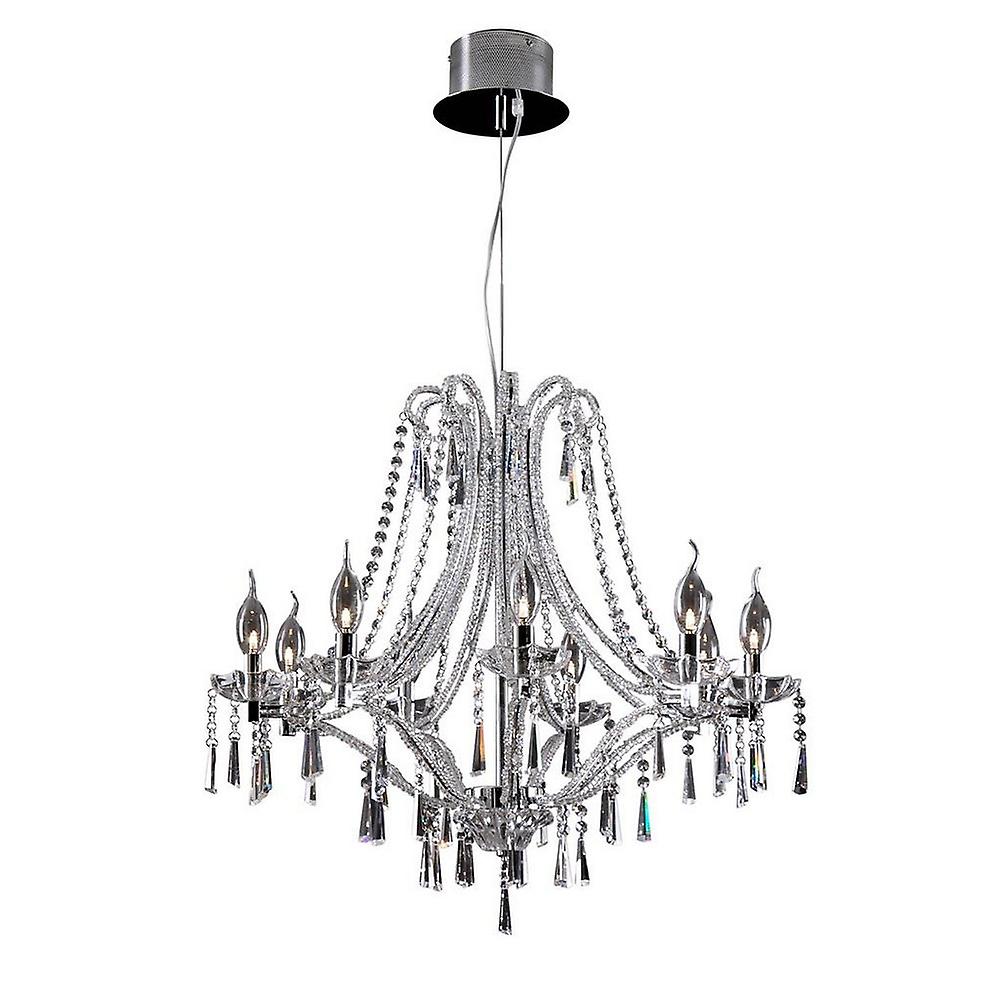 Swan 9 Light Multi Arm Chandeliers Chrome