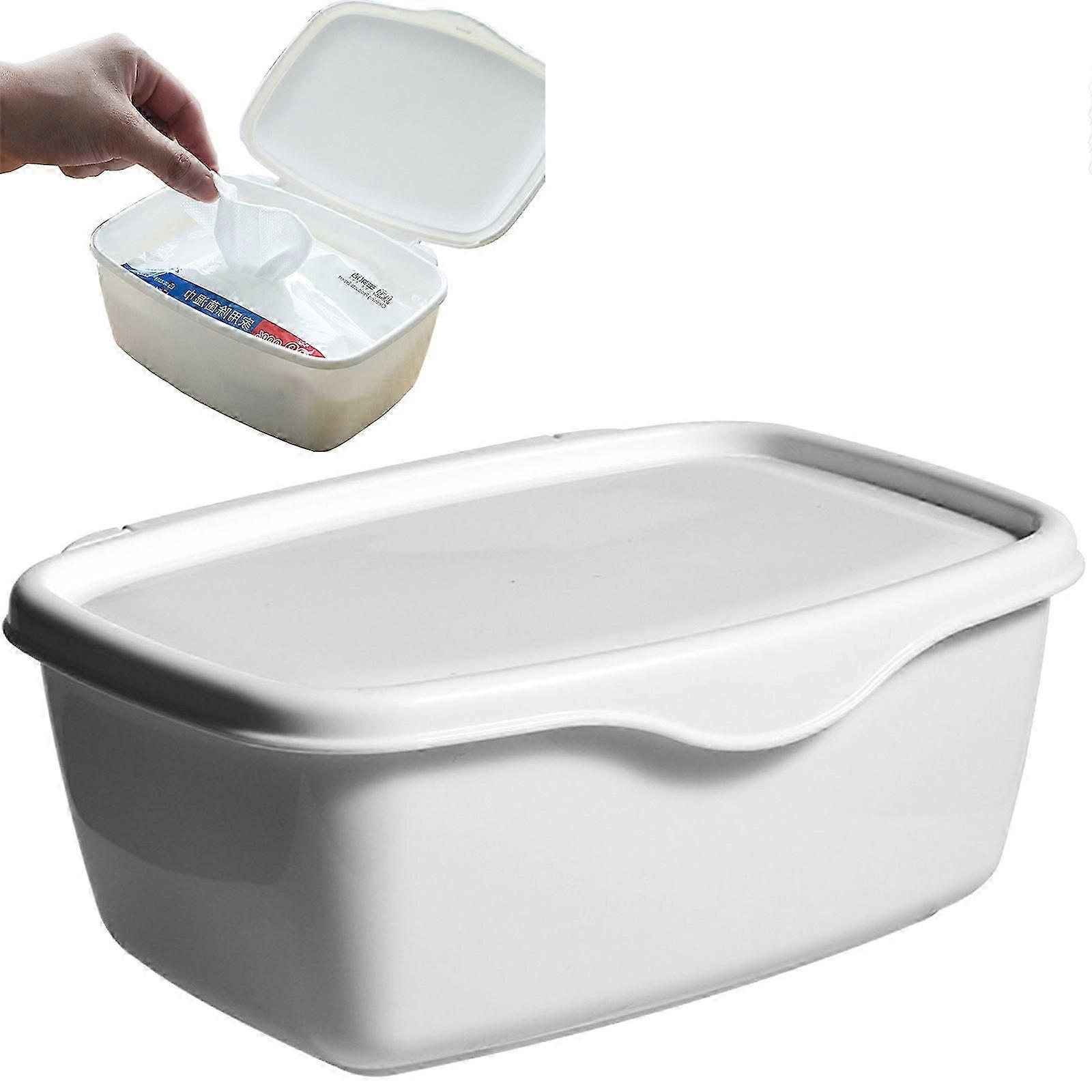 Wipe Box Wet Wipes Storage Box Desk Dispenser Baby Wipes Box Container With Lid Wet Tissues Case Wipes Fresh Container Plastic White Wet Tissue Box Wi