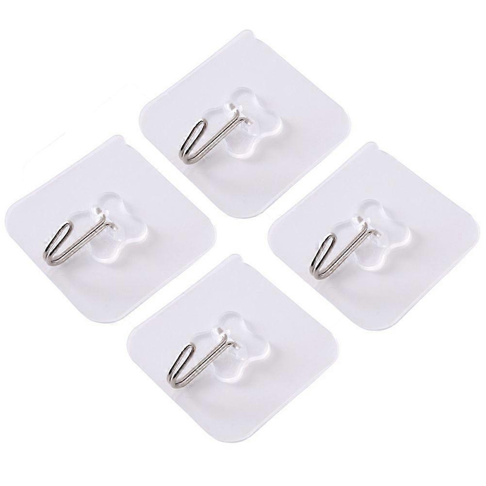 4 Pcs Wall Hooks Transparent Reusable Seamless Hooks Waterproof Self Adhesive Hooks for Home Bathroom Kitchen