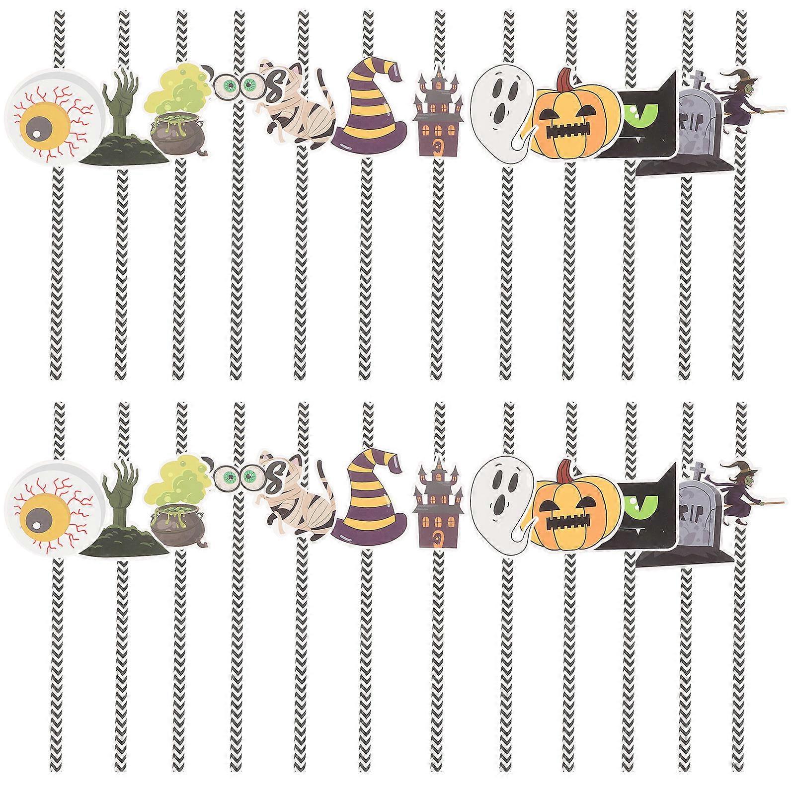 קשיות משקה דלעת דרומיות לשימוש 24 יחידות קשיות נייר נושא ליל כל הקדושים