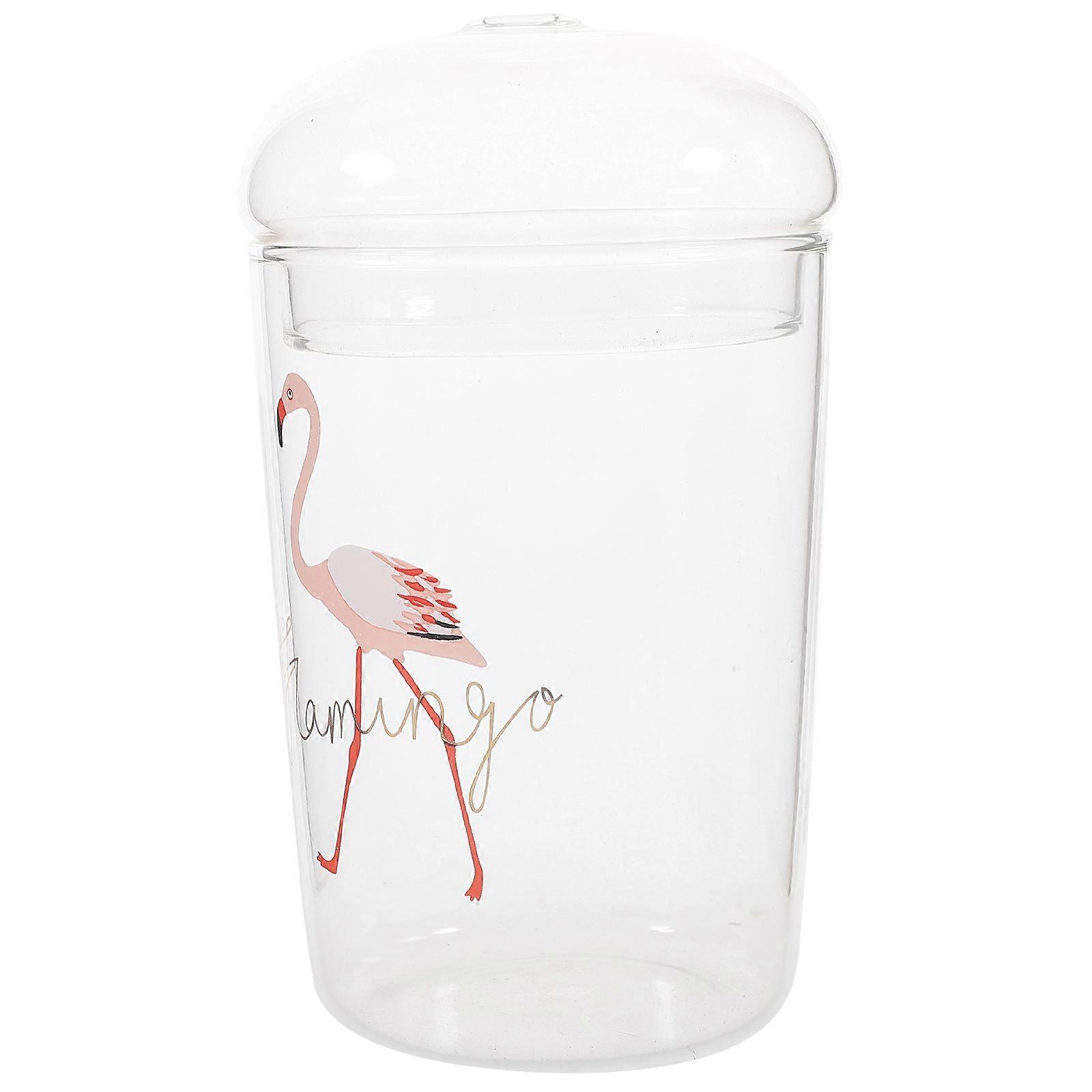 Stylish Flamingo Glass Cup Ideal For Breakfast Juice And Milk In Various Occasions 15X8.5cm 1Set