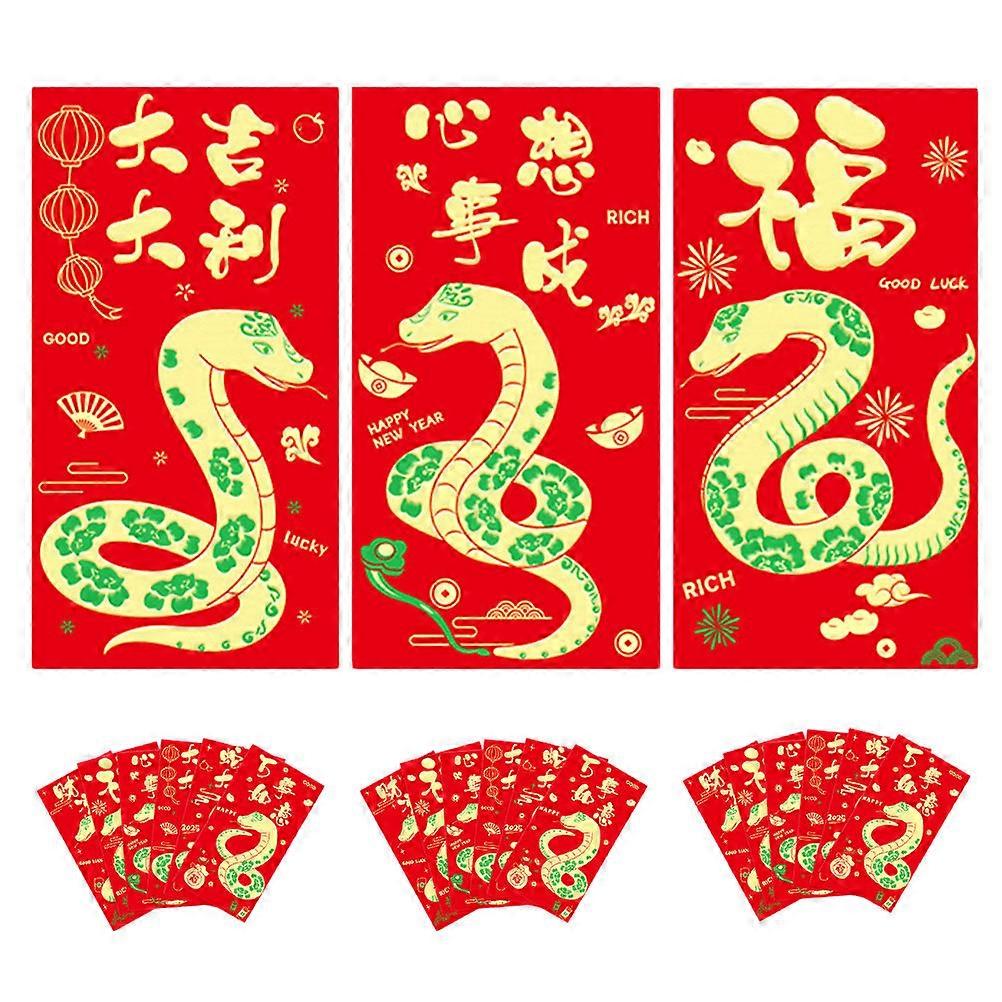 Chinese Red Envelopes for Party Lucky Money Pockets with Gold Foil Design Paper Multi Color 36pcs
