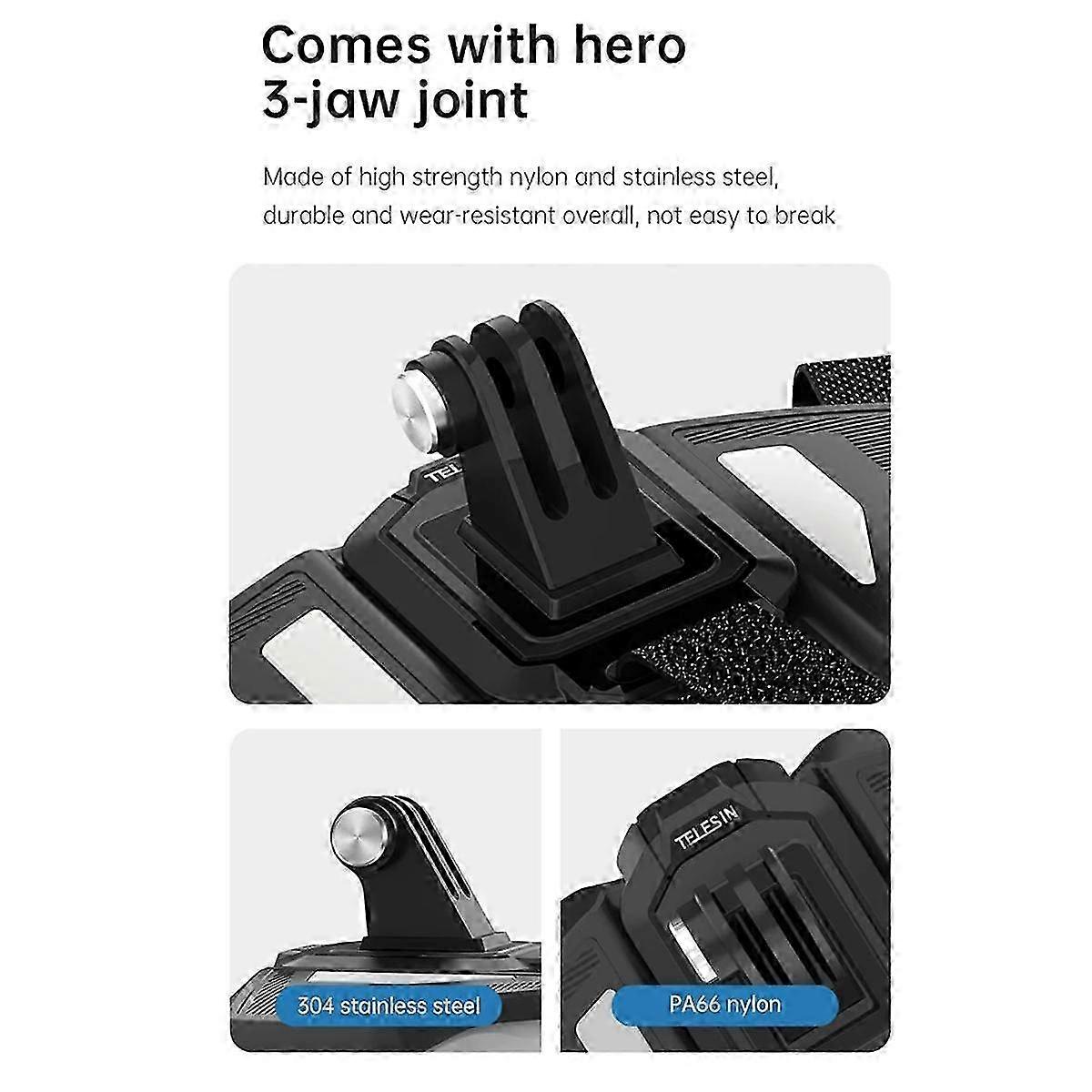 Optimized Motorcycle Helmet Mount Strap: Adjustable Front Chin Mount for Hero Action Series - 12, 11, 10, 9 & Action3