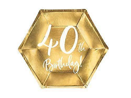 ゴールド40歳の誕生日パーティー 紙皿パーティーウェア食器20cm X 6
