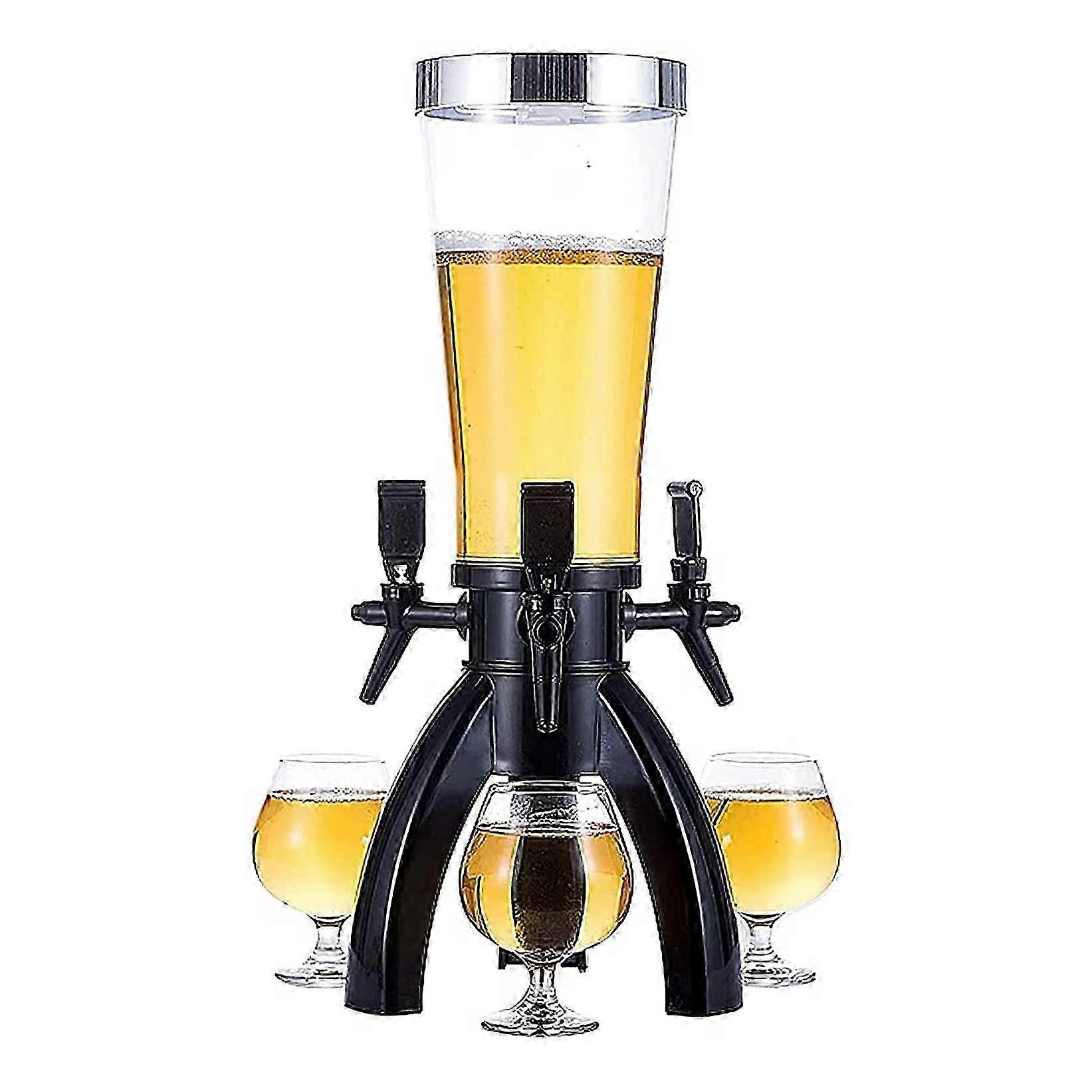 3L Tower Beverage Dispenser with 3 Spouts and Ice Trough for Bars Restaurants and Banquets
