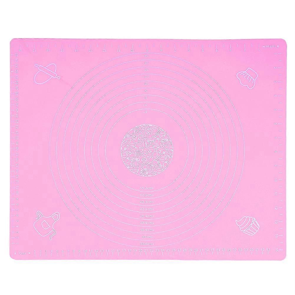 Kitchen Thicken Silicone Rolling Dough Pad Baking Mat with Scales DIY Baking ToolsPink 40x50cm