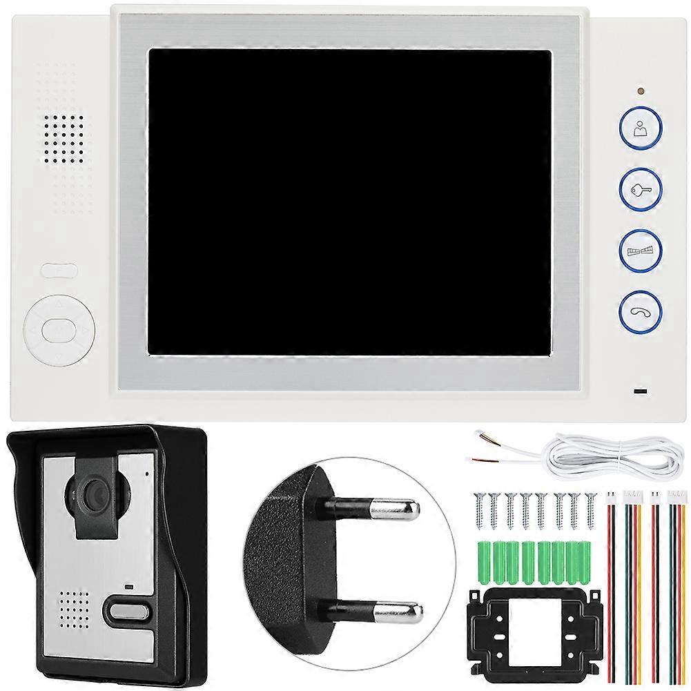 8in LCD Video Door Phone Wired Intercom Doorbell Kit Security Unlocking System EU 100-240V