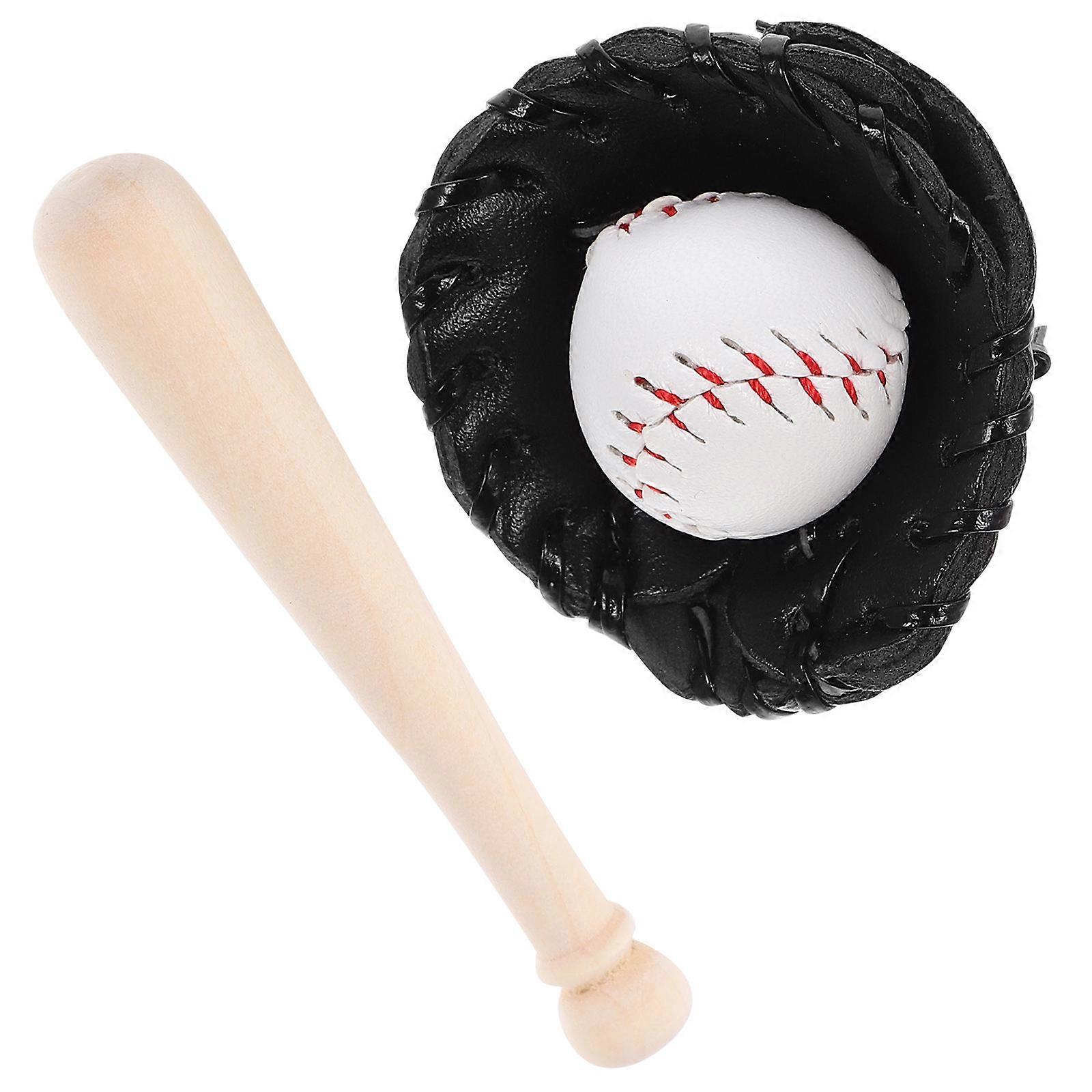 Mini Baseball Kit Miniature Baseball Bat for Decoration Use 1Set