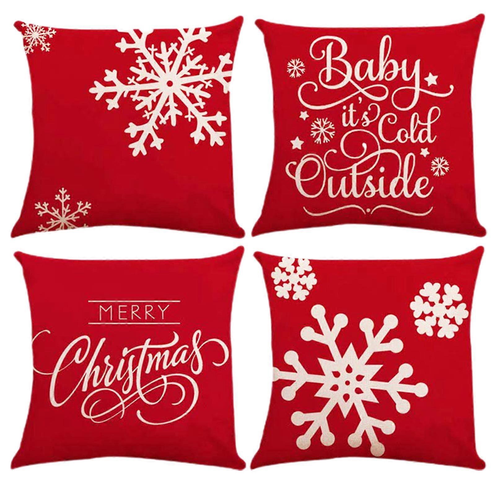 ZDWQFA 16” x 16” White Snowflake Polyester Decorative Pillow Covers, Breathable (4 Count)